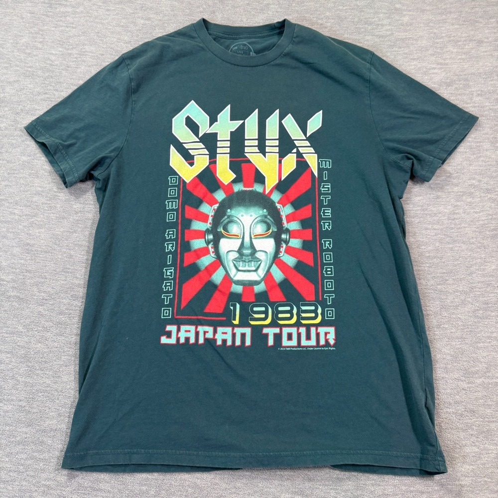 Lee Shirts Men Large Blue‎ Graphic Styx 1983 Japan Tour Mister Roboto Band Tee
